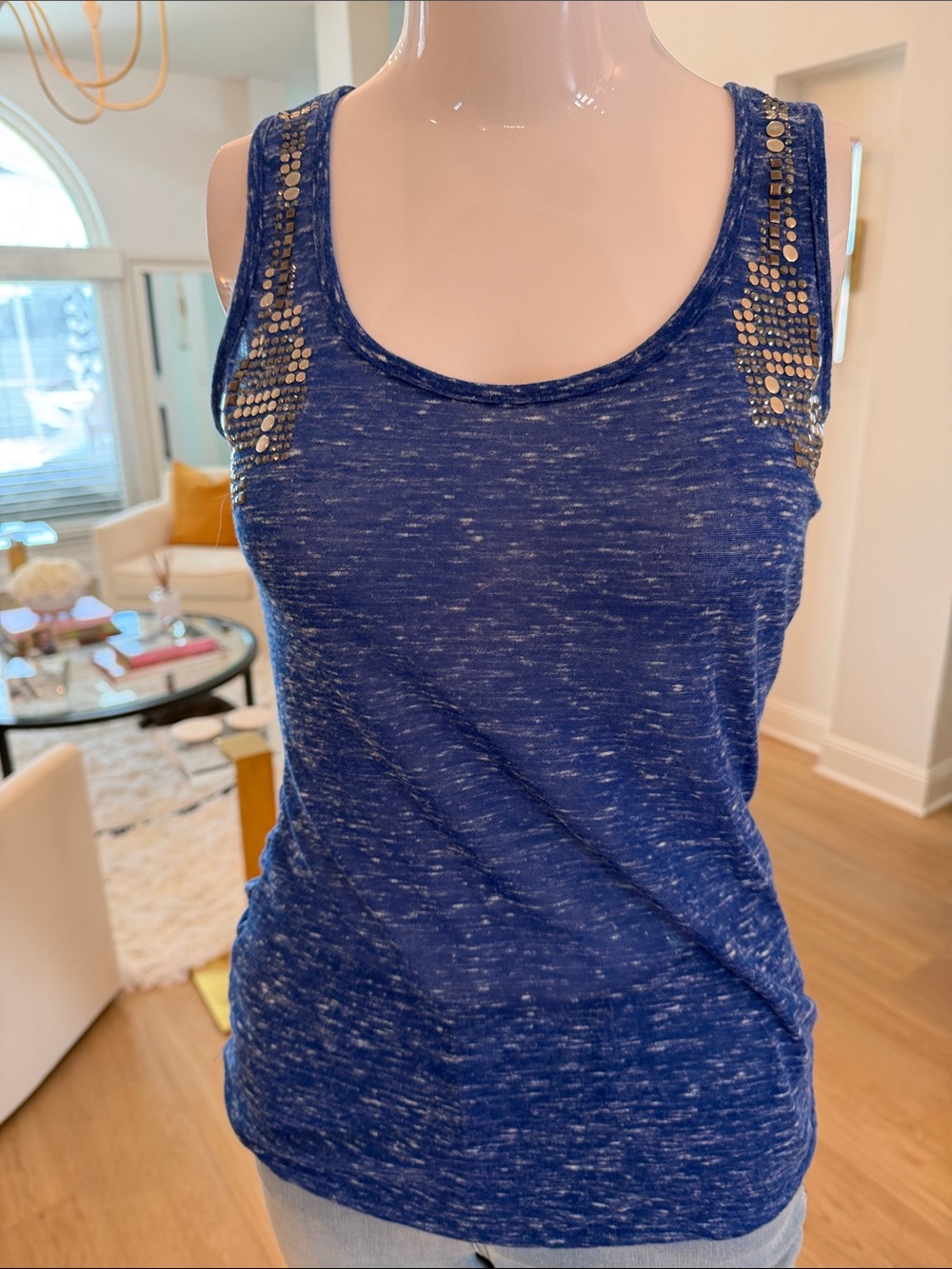 Eyeshadow Royal Blue Tank with Metallic Stud Accents